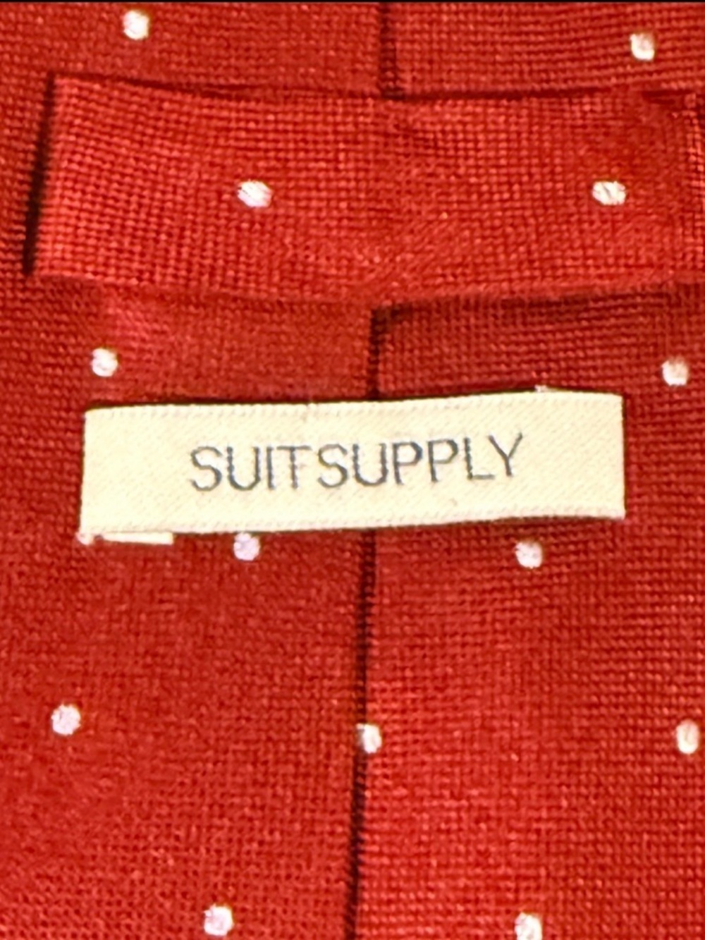 Suitsupply 100% Mulberry Silk Tie Brick Red Pin Dot Extra Long 61" - Picture 5 of 7